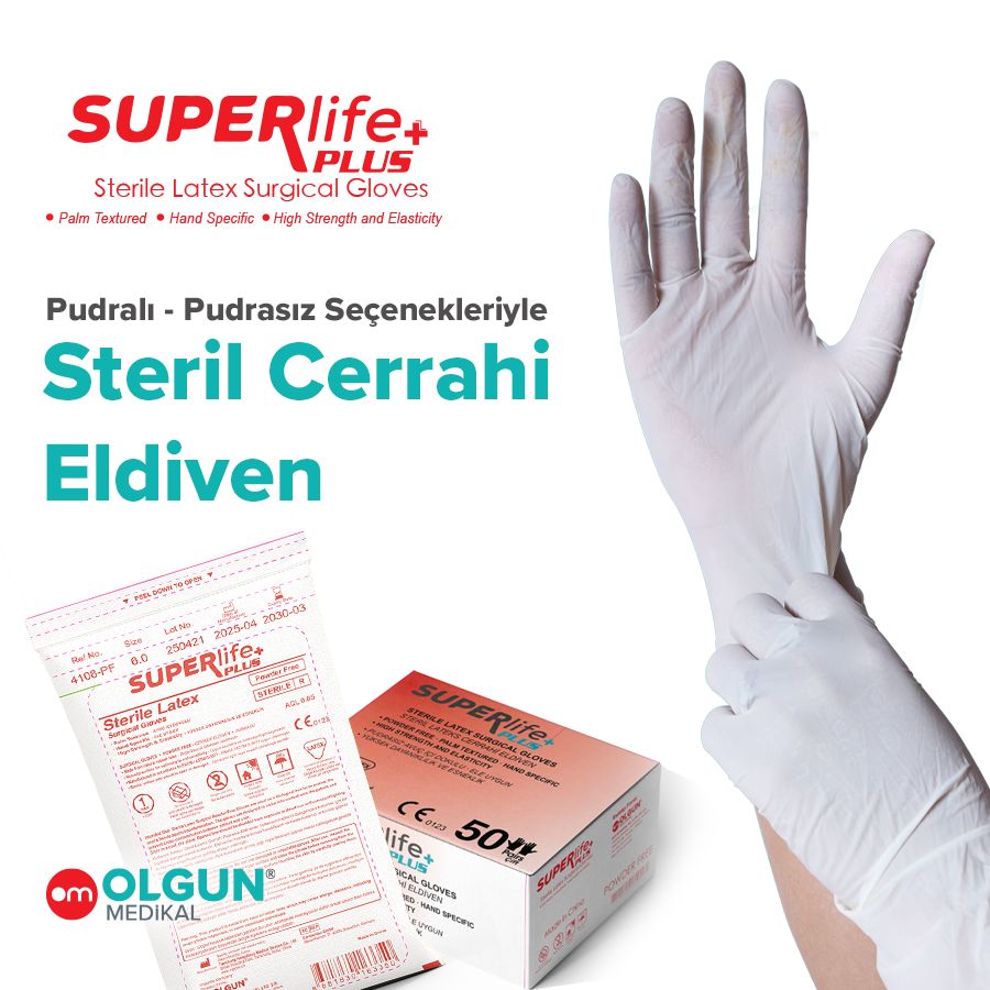 STERİL CERRAHİ ELDİVEN - PUDRALI